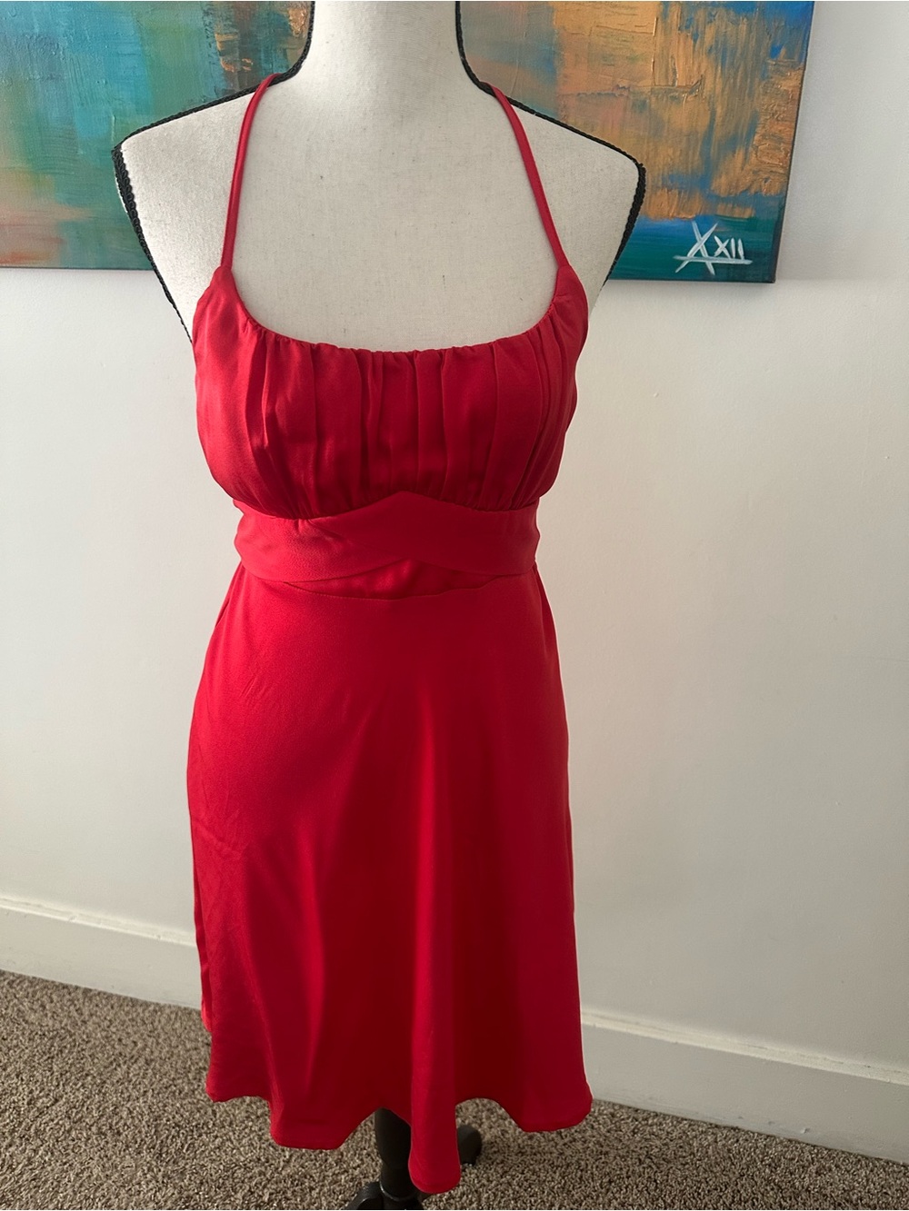 Francesa Collection Miami NWT Red Satin Tie Back Mini Cocktail Dress S